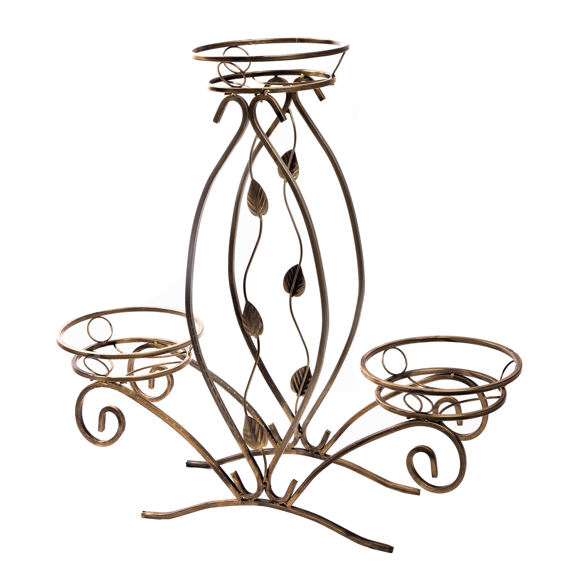 Suport de flori, decorativ, din metal, 10-0340, auriu patinat