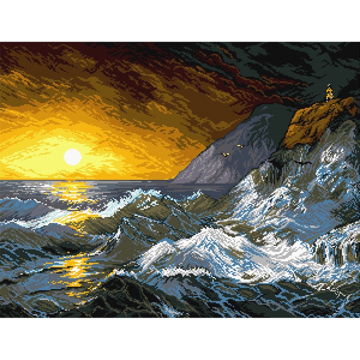 Goblen Napoleon in exil , Hudemas , kit cu diagrama alb-negru , cu fire mouline 23x30cm