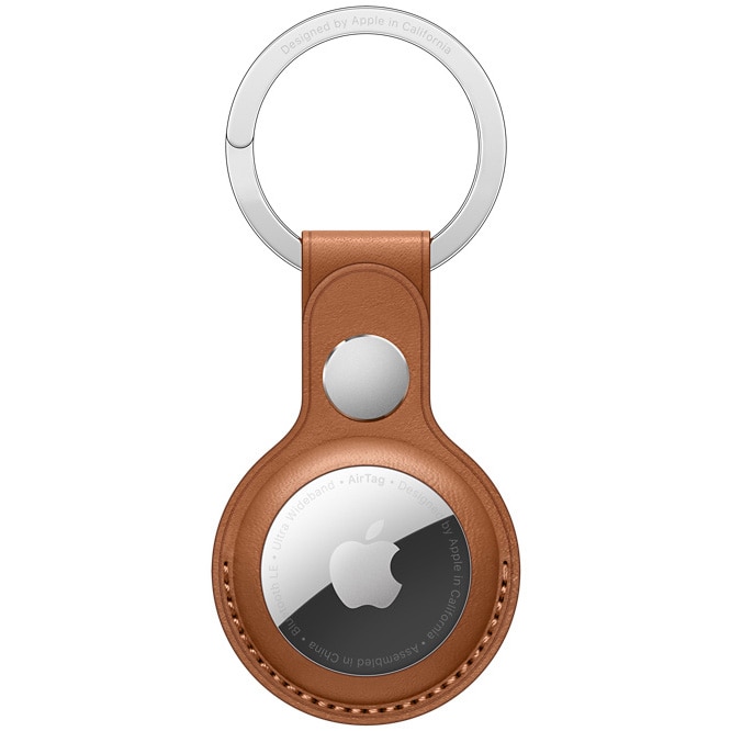AirTag Apple Leather Key Ring, Saddle Brown