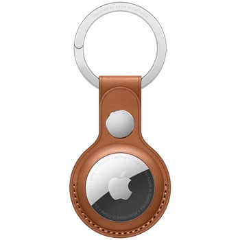 AirTag Apple Leather Key Ring, Saddle Brown AirTag Apple Leather Key Ring, Saddle Brown