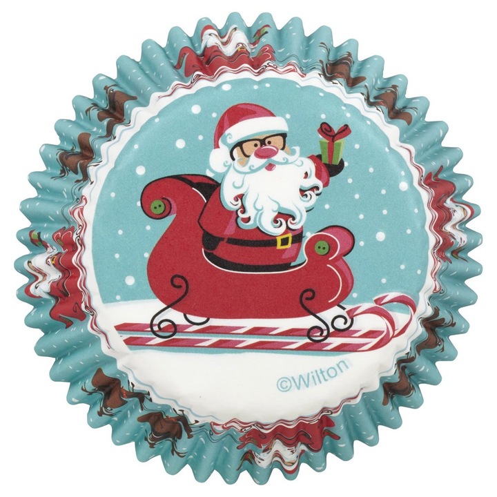 Hartii pentru briose cu Mos Craciun, 75 bucati, Wilton
