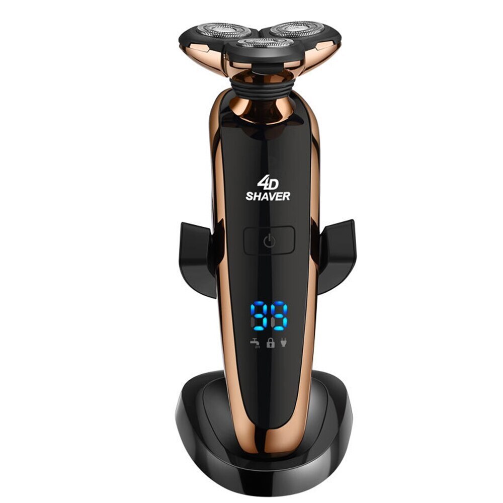 Aparat de ras electric pentru barbati, Reincarcabil, 100% Impermeabil, Rotativ, Negru