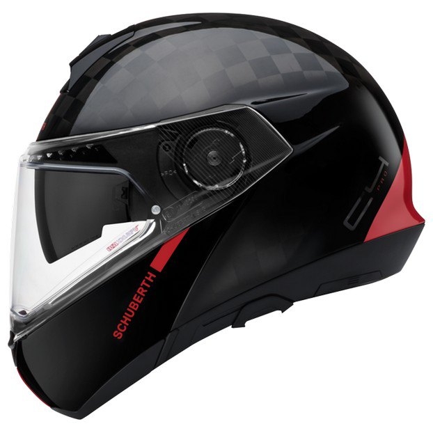 Casca moto, Schuberth, C4 Pro Carbon, Fibra de carbon, Obiectiv anti-ceata, Negru/Rosu