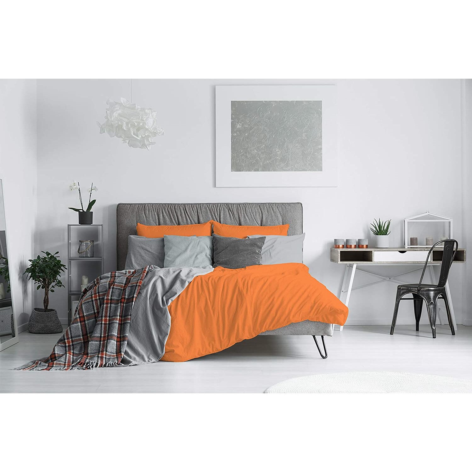 Set lenjerie de pat Elegant Italy, Microfibra, 3 Piese, 2 Persoane, Portocaliu, 250 x 200 cm