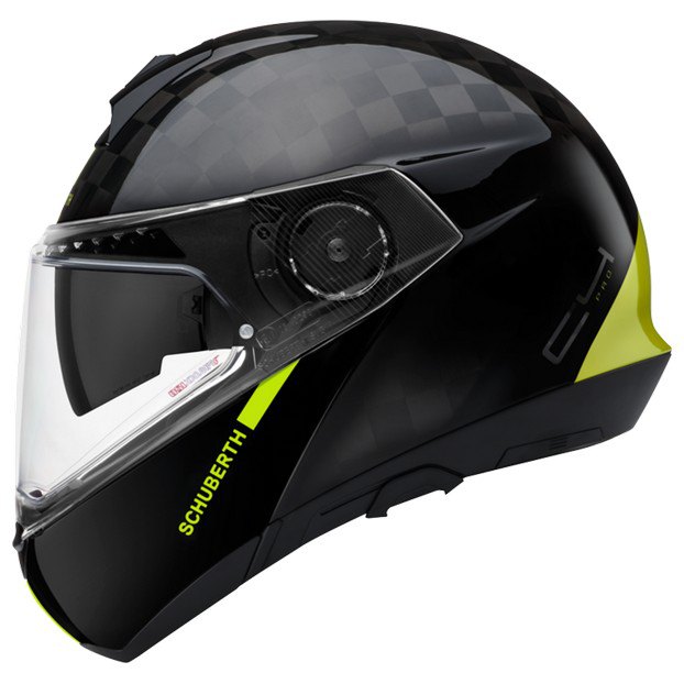 Casca moto, Schuberth, C4 Pro Carbon, Fibra de carbon, Obiectiv anti-ceata, Parasolar integrat, Negru/Verde