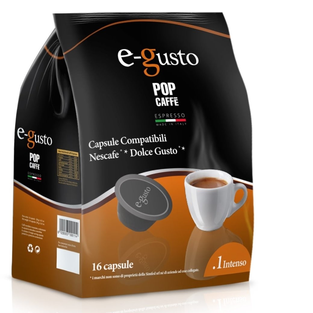 Capsule Cafea PopCaffe Intenso, Compatibile Dolce Gusto, 16 buc