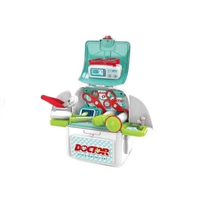 Doctor's kit for children, convertible into a workbench.