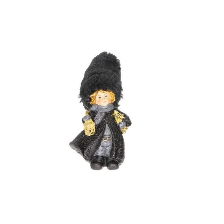 Figurina copii, caciula textila, negru/auriu, 6x5.5x11.5 cm