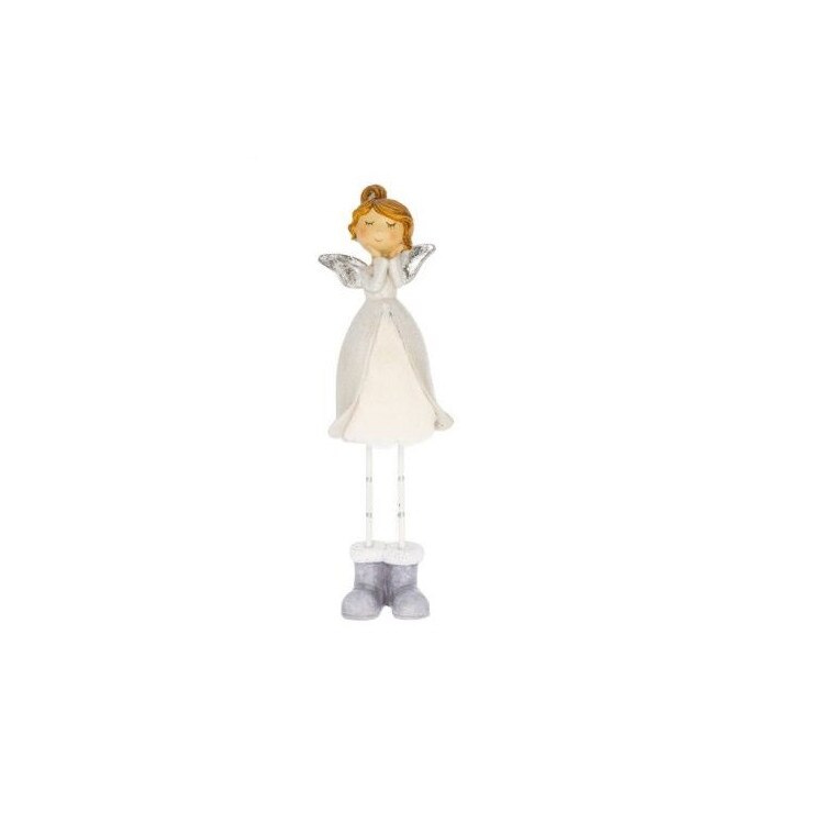 Figurina ingeras, alb/gri, 8x6x28 cm