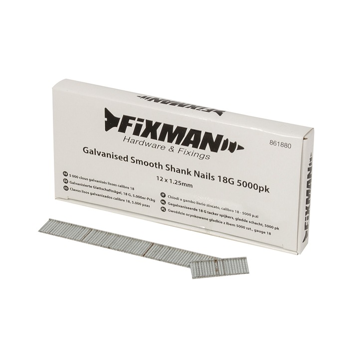 Set 5000 cuie galvanizate, 18G, 12 x 1.25mm, Fixman