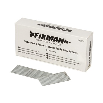 Set 5000 cuie galvanizate pistol pneumatic, 18GA, 25mm x 1.25, Fixman Set 5000 cuie galvanizate pistol pneumatic, 18GA, 25mm x 1.25, Fixman