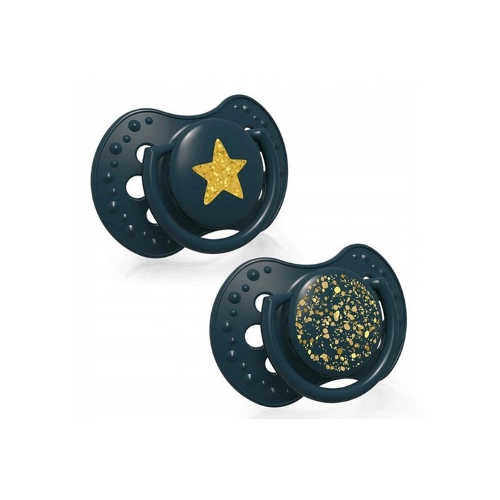 Силиконова залъгалка Dynamic Stardust Green 3-6 месеца 2 броя Lovi