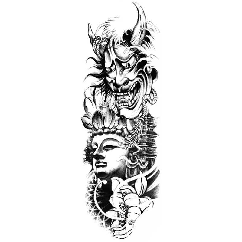 Tatuaj temporar impermeabil, bratul complet si Extra mare, Pentru brate sau picioare si corp, Dimensiune 17.8x 48cm, TQB-038