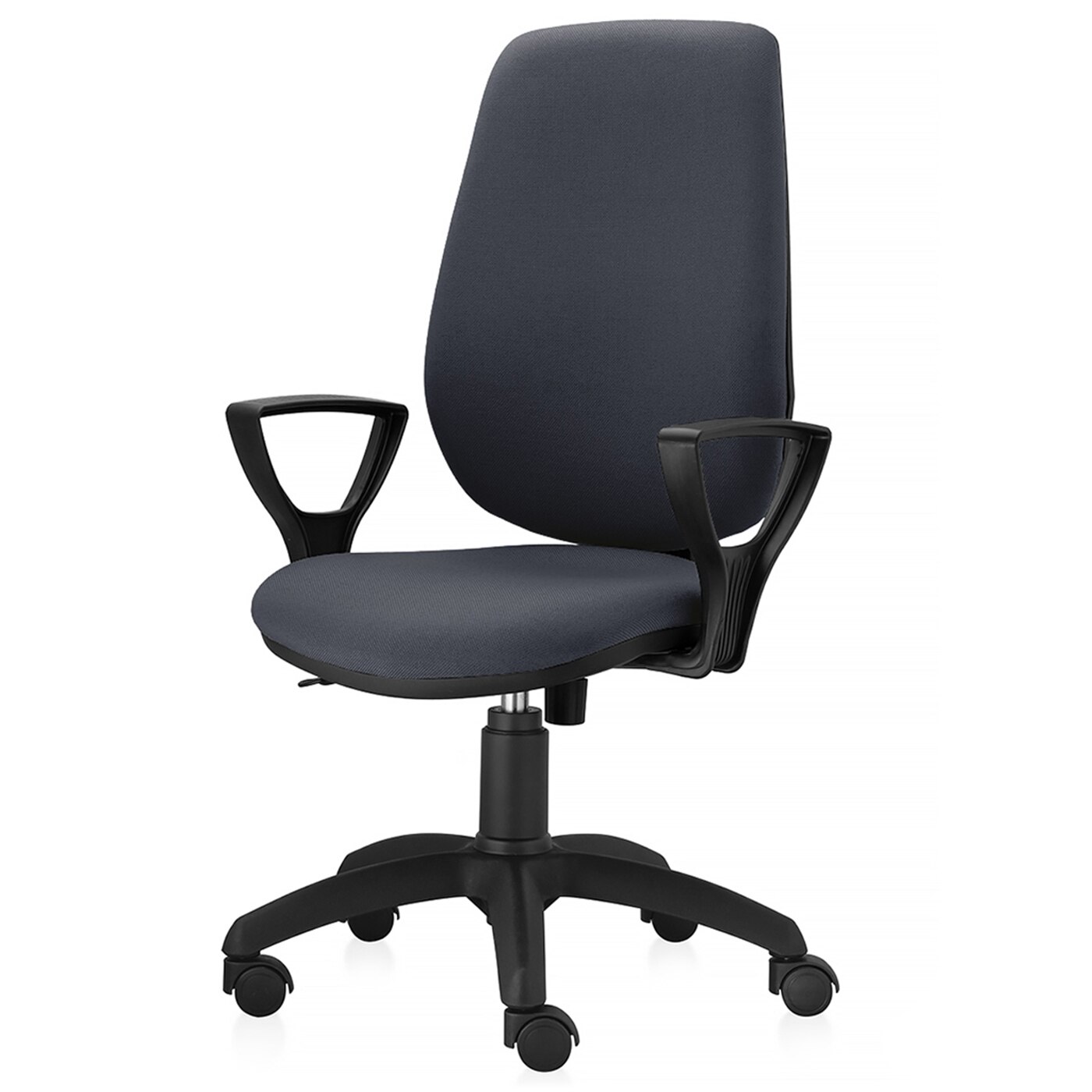 Scaun ergonomic de birou TRAFFIC CHAIRS START, tapiterie sezut si spatar textil, GRI INCHIS, mecanism balans