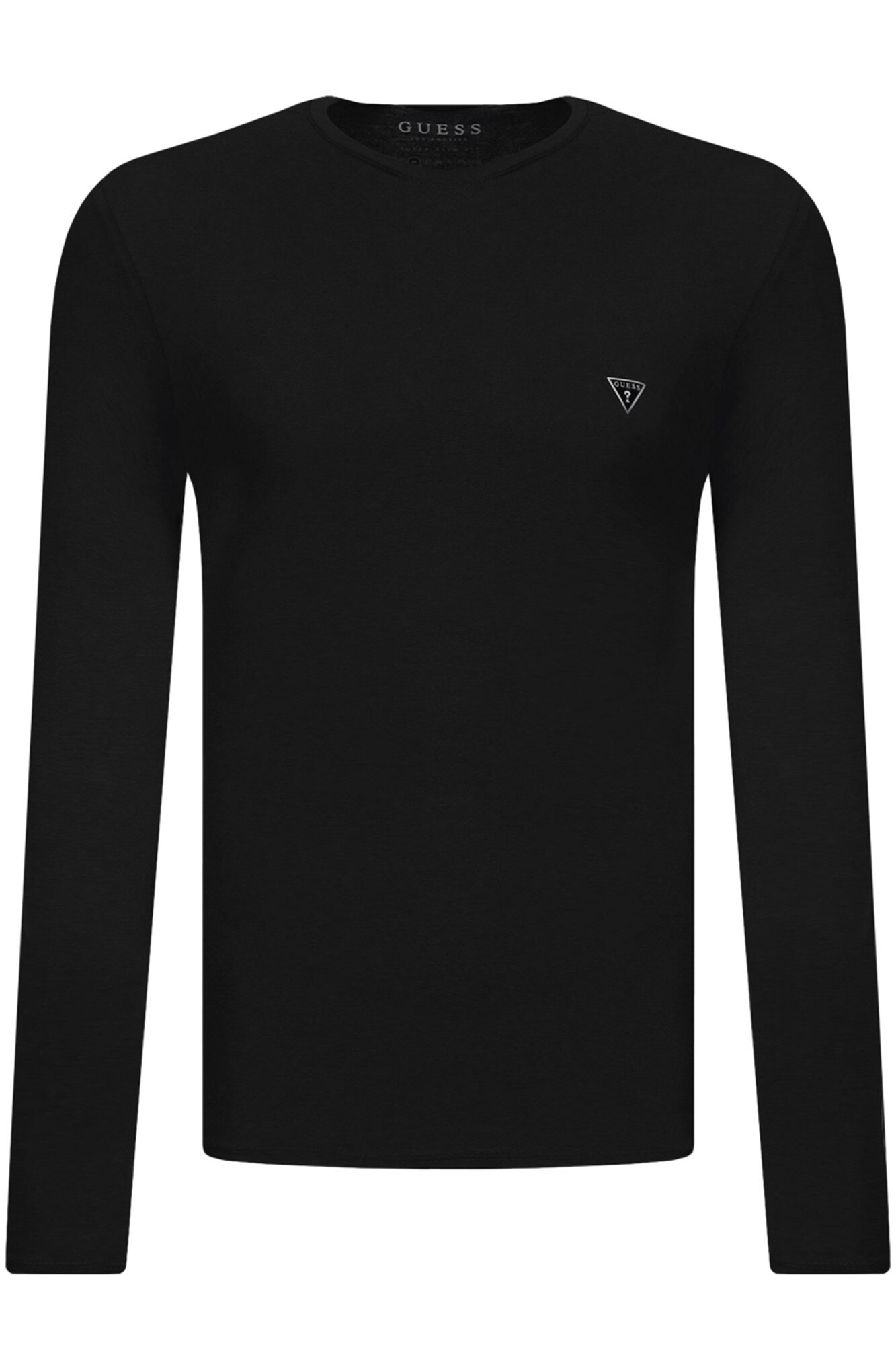 Bluza barbati cu imprimeu logo frontal, Guess Jeans, Negru