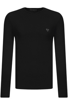 Bluza barbati cu imprimeu logo frontal, Guess Jeans, Negru Bluza barbati cu imprimeu logo frontal, Guess Jeans, Negru