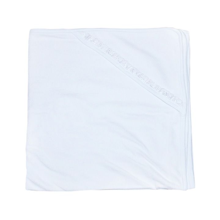 Бяла бебешка кърпа с качулка, 70x70 см, REC1215