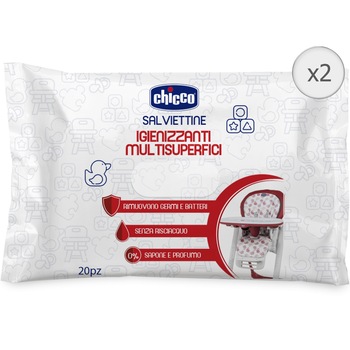 Servetele umede igienizante cu actiune rapida Chicco, 2 pachete x 20, 40 buc Servetele umede igienizante cu actiune rapida Chicco, 2 pachete x 20, 40 buc