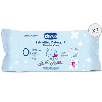 Servetele umede Chicco Baby Moments, 2 pachete x 16, 32 buc, de la nastere Servetele umede Chicco Baby Moments, 2 pachete x 16, 32 buc, de la nastere
