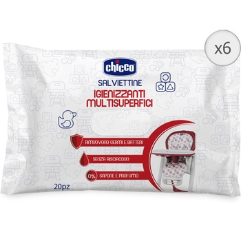 Servetele umede igienizante cu actiune rapida Chicco, 6 pachete x 20, 120 buc Servetele umede igienizante cu actiune rapida Chicco, 6 pachete x 20, 120 buc