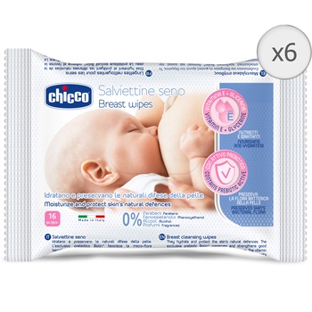 Servetele umede pentru igiena sanului Chicco, 6 pachete x 16, 96 buc, de la nastere Servetele umede pentru igiena sanului Chicco, 6 pachete x 16, 96 buc, de la nastere