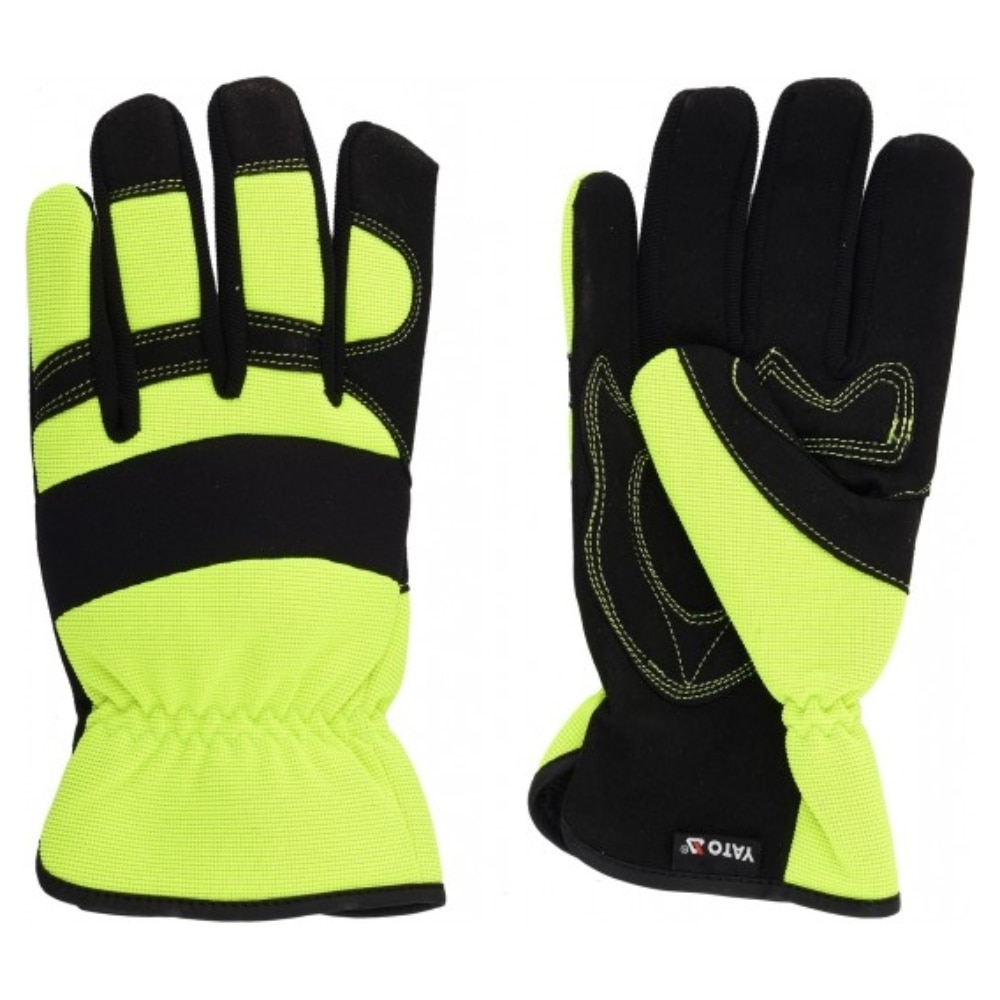Manusi protectie din piele sintetica Yato galben fosforescent/negru, marimea 9 (M)