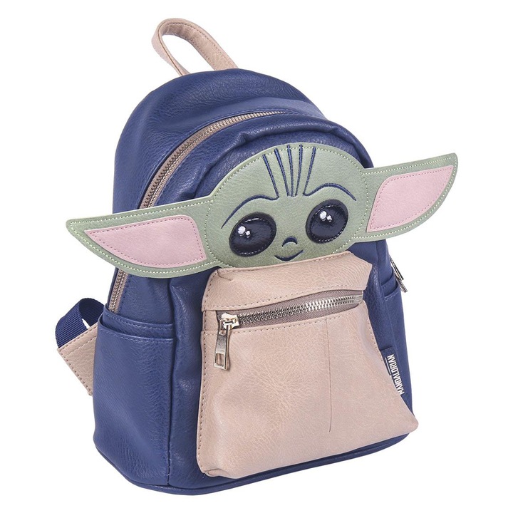 Rucsac Casual, The Mandalorian, Baby Yoda, 22 x 22.5 x 11.4 cm, Albastru/Verde