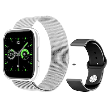 Ceas SmartWatch T99 New Generation idealStore, Silver, 2 Bratari, Display 1.55 inch HD, Cadran Personalizat, Waterproof, Bluetooth Call Smart, Sedentary Reminder, Smart Momento, Monitorizare Stare de Sanatate, Oximetru, Pedometru Ceas SmartWatch T99 New Generation idealStore, Silver, 2 Bratari, Display 1.55 inch HD, Cadran Personalizat, Waterproof, Bluetooth Call Smart, Sedentary Reminder, Smart Momento, Monitorizare Stare de Sanatate, Oximetru, Pedometru