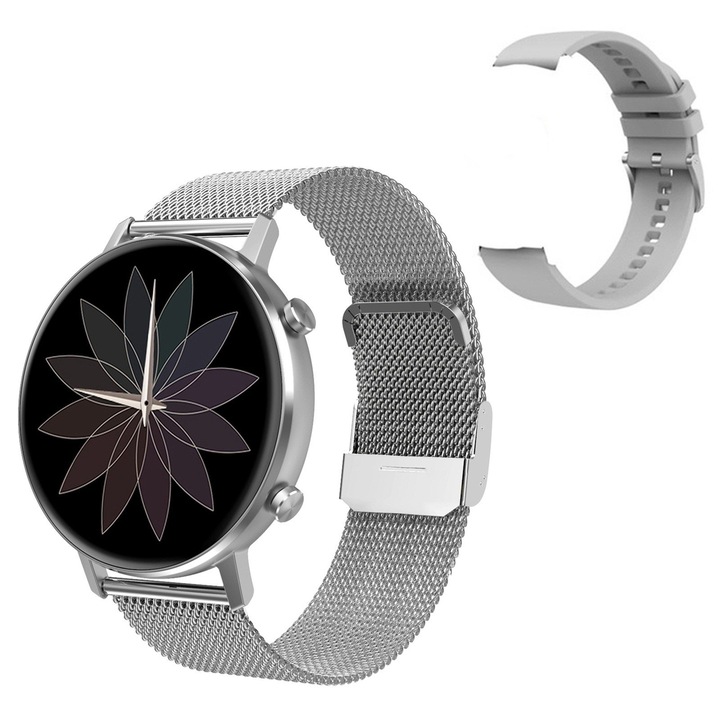 SmartWatch TIME 96 Edition idealSTORE, сензорен екран, дисплей 1,3 инча HD, монитори, пулс, кръвно налягане, кислород в кръвта, сън, изгорени калории, IP 68, сребро