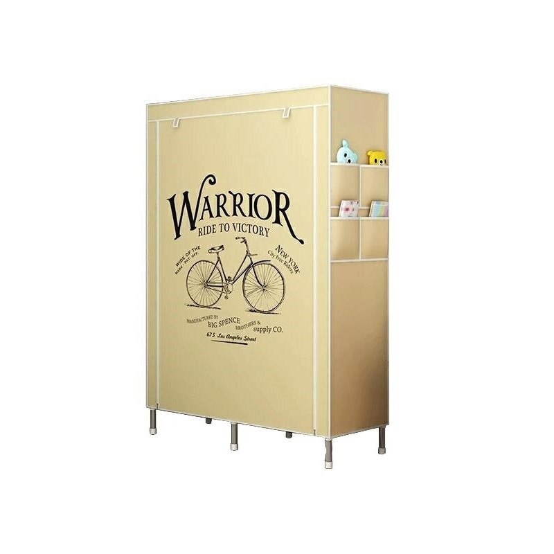 Dulap de haine din metal si material textil pentru copii, bej warrior 105x45x165