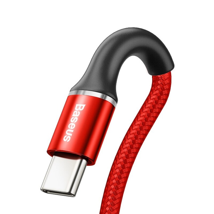USB кабел за бързо зареждане, Baseus Fast Charge 3A, 2в1, 120cm, Червен