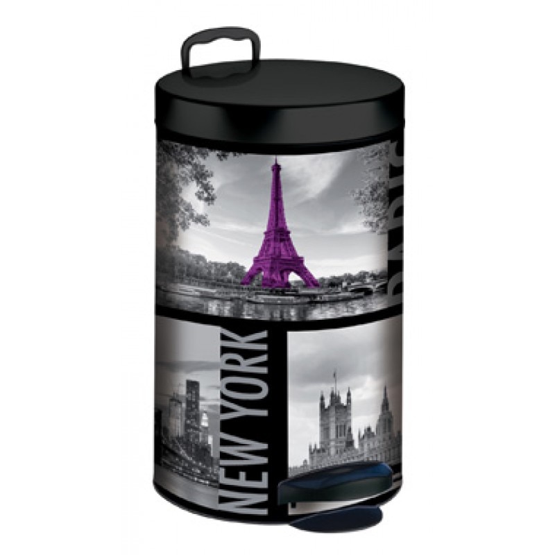 Cos de gunoi cu pedala Metropolis Studio Casa, Metal, 12L, Multicolor