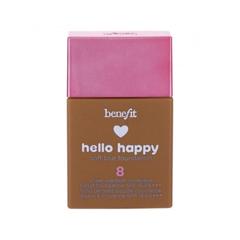 Fond de ten matifiant, Benefit, Hello Happy Soft Blur,08 Tan Warm, Spf 15, 30 ml Fond de ten matifiant, Benefit, Hello Happy Soft Blur,08 Tan Warm, Spf 15, 30 ml