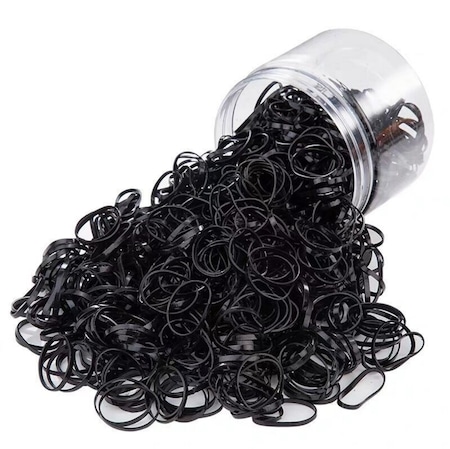 Set 1000 mini elastice din cauciuc Pili-Paradise, Pentru par, Negru