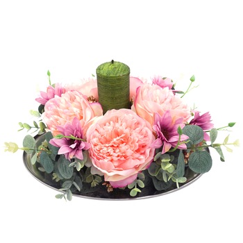 Aranjament floral din 11 de flori de matase, handmade, Regalo - Fericire, 37 cm Aranjament floral din 11 de flori de matase, handmade, Regalo - Fericire, 37 cm