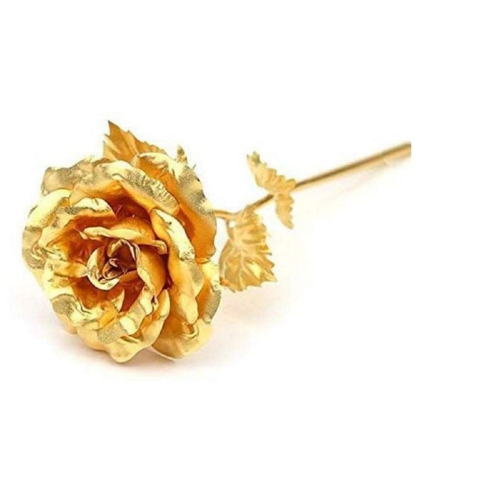 Trandafir placat cu aur 24K, Mindblower, model artificial, h 25 cm