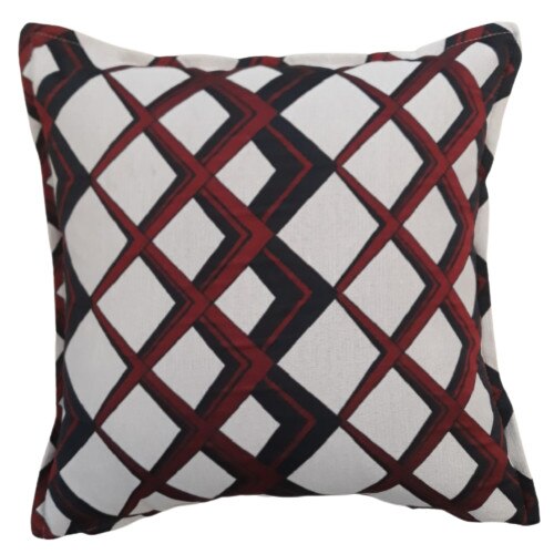 Husa perna decorativa Rubik, 45x45 cm, Nova Textile, fermoar, gri, rosu