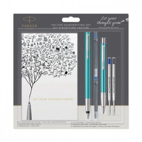 Set Parker Vector standard stilou+pix Emerald + notes