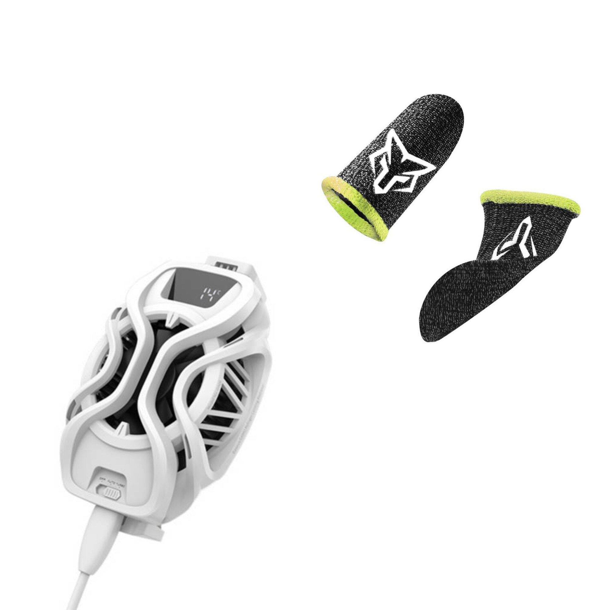 Set Cooler gaming racire telefon Playsmartshop, model Baseus cu 2 manusi Fox V2 yellow, Pubg Fortnite call of duty