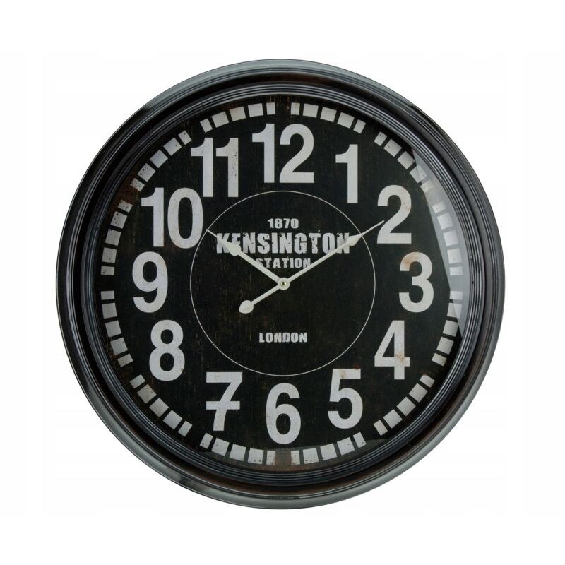 Ceas de perete, Koopman, diametru 63 cm, rama metal, afisaj analog, negru