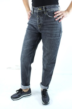 Blugi boyfriend cu aspect prespalat, Galata Fabrica, Bumbac, Negru, 29 EU Blugi boyfriend cu aspect prespalat, Galata Fabrica, Bumbac, Negru, 29 EU