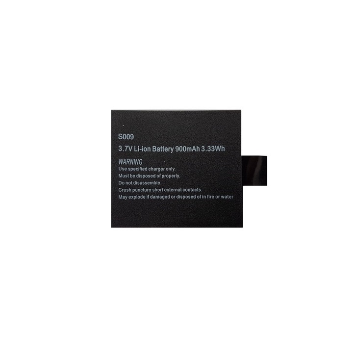 1Tech S009 akciókamera akkumulátor, univerzális, 3,7 V Li-ion, 900 mah, 3,33 Wh, 17 gramm, fekete