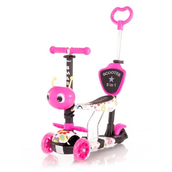 Trotineta Lorelli cu Scaunel pentru Copii Smart Plus, Pink Flowers Trotineta Lorelli cu Scaunel pentru Copii Smart Plus, Pink Flowers