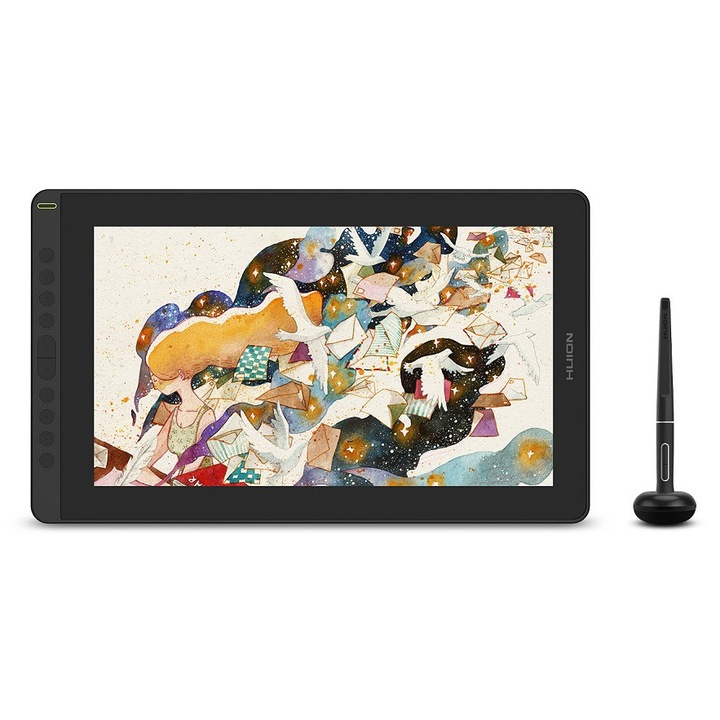 Tableta grafica Huion Kamvas 16 (2021) 15.6" FHD, IPS, USB-C, TILT, 8192 niveluri presiune, include, Manusa, 10 varfuri de rezerva