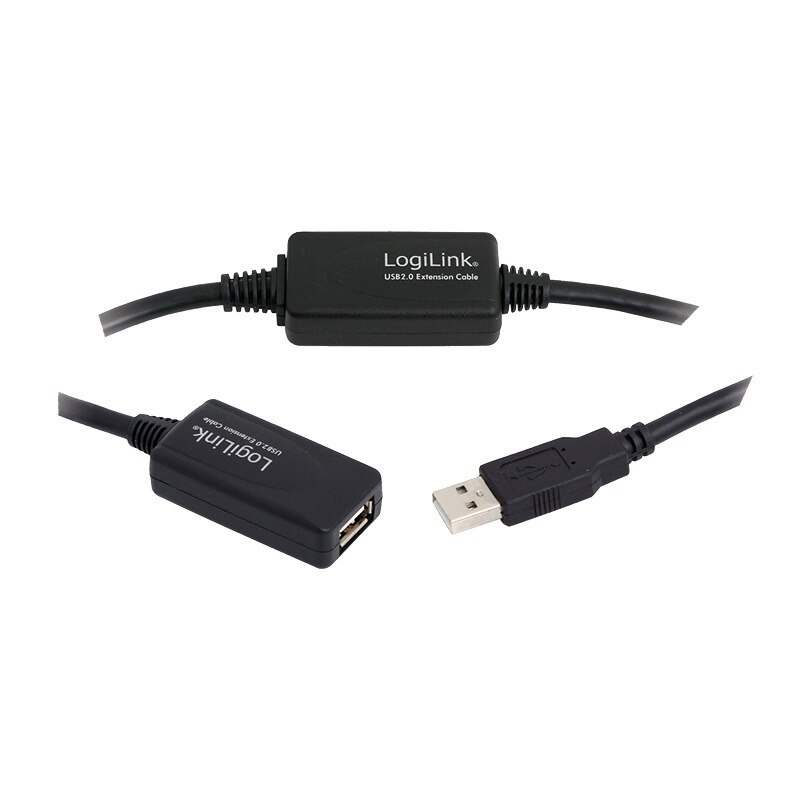 Cablu prelungitor Logilink UA0146, USB 2.0 tata la USB 2.0 mama, 20m, Negru