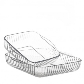 Set 2 tavi patrate cu striatii termorezistente Borcam 159166 Set 2 tavi patrate cu striatii termorezistente Borcam 159166