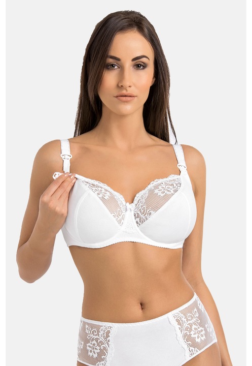Sutien de alaptare, pachet de 3, cu dantela, Anastasia Mama, Teyli, Alb