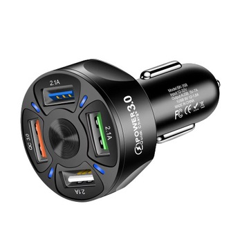 Incarcator Auto Inteligent OZ Premium cu 4 Porturi USB 3.0 Fast Charge Multiple Protectii pentru Siguranta si Incarcare Rapida, Negru Incarcator Auto Inteligent OZ Premium cu 4 Porturi USB 3.0 Fast Charge Multiple Protectii pentru Siguranta si Incarcare Rapida, Negru