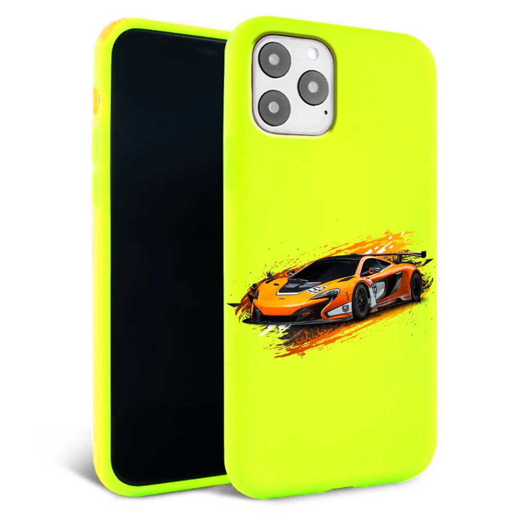 Husa pentru iPhone 11 Pro - Silicon Matte - Racing car-galben