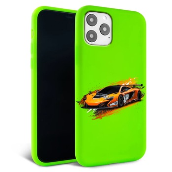 Husa pentru iPhone 11 Pro - Silicon Matte - Racing car-verde